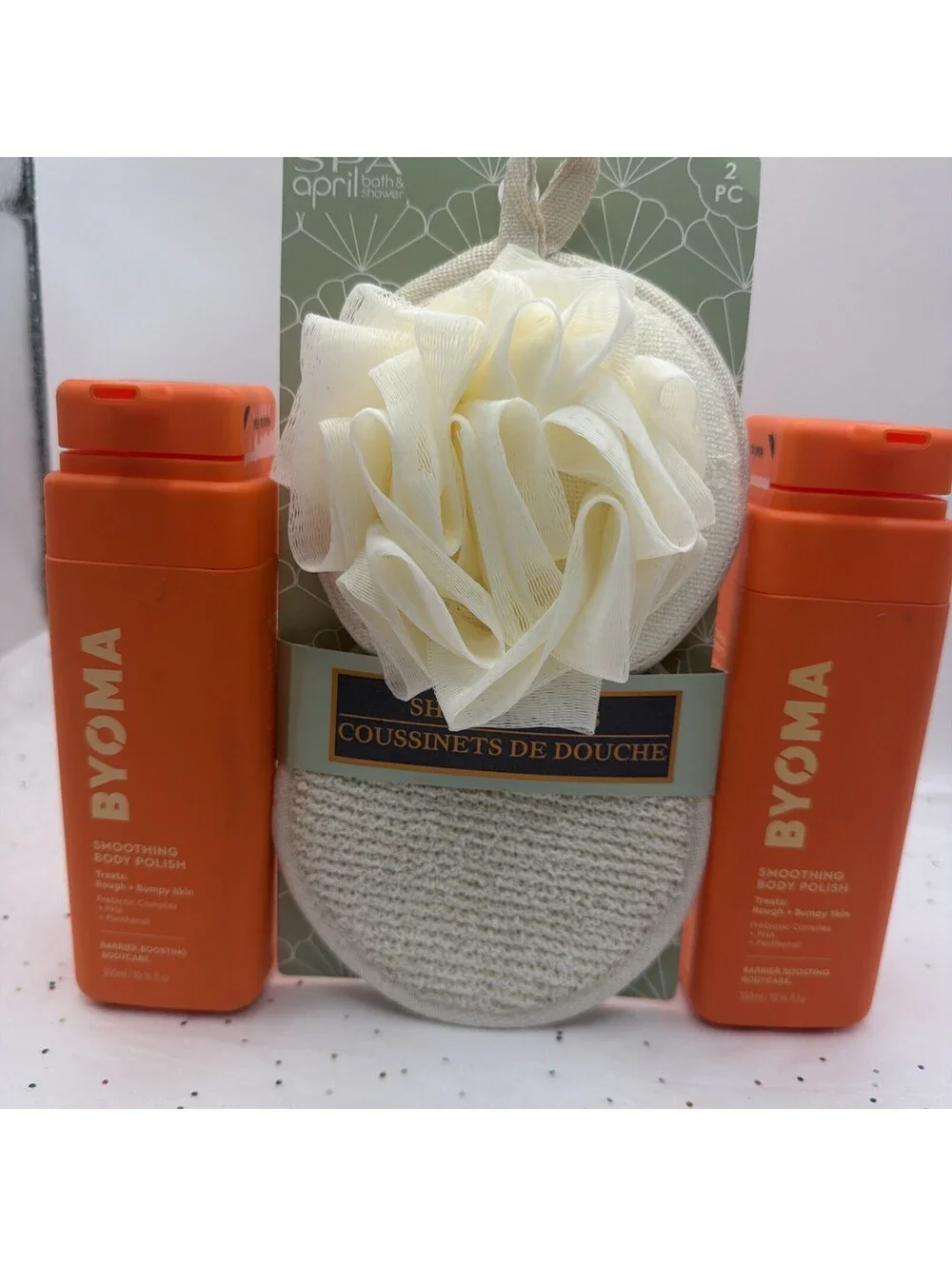 2 Pack BYOMA Smoothing Body Polish 10.14oz Exfoliating Scrub + Bonus Spa Pads